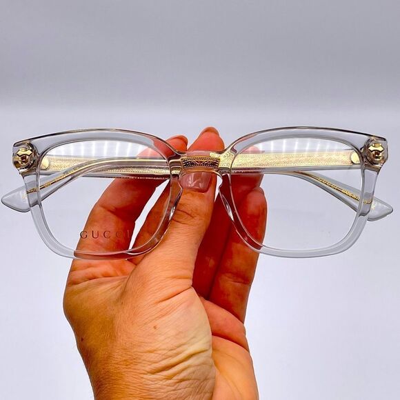 BRAND NEW GUCCI GG0184O 005 Grey/Grey Transparent Unisex Eyeglasses - Picture 10 of 12